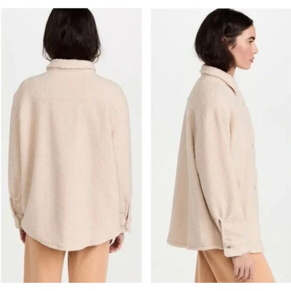 DONNI Womens XS Shacket Teddy Sherpa Button Shirt Jacket‎ Ivory Lined Oversized - Picture 2 of 12